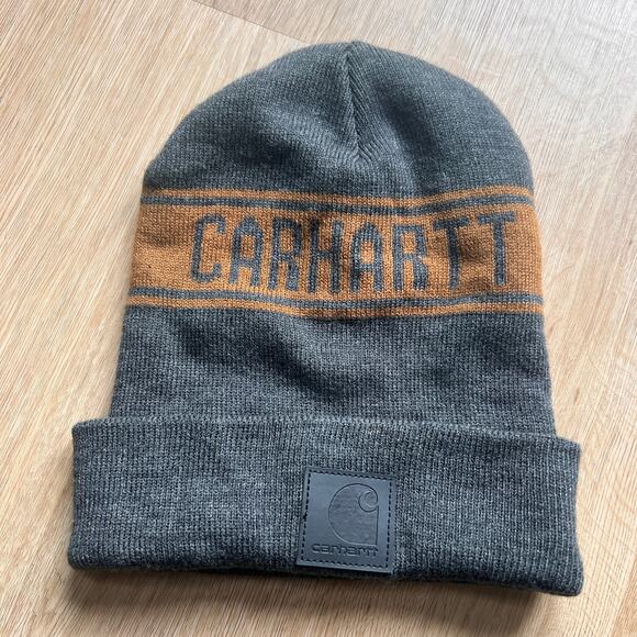 Carhartt Men's Knit Graphic Gray Beanie - Picture 1 of 4